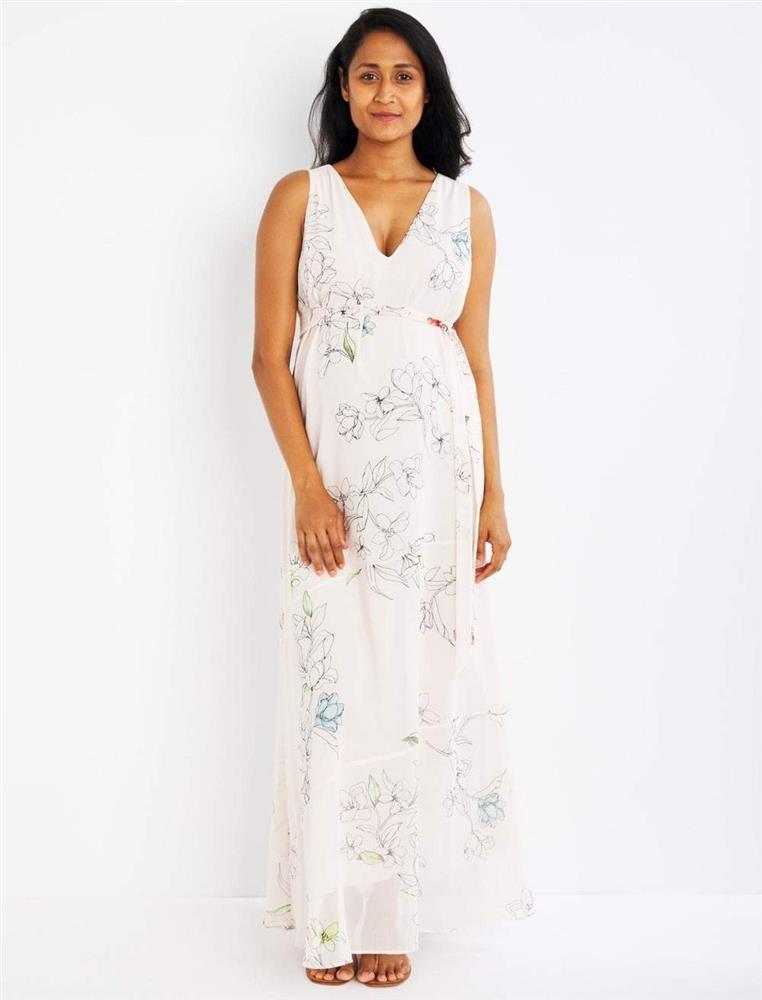 Printed Knitted Maternity Maxi Dress